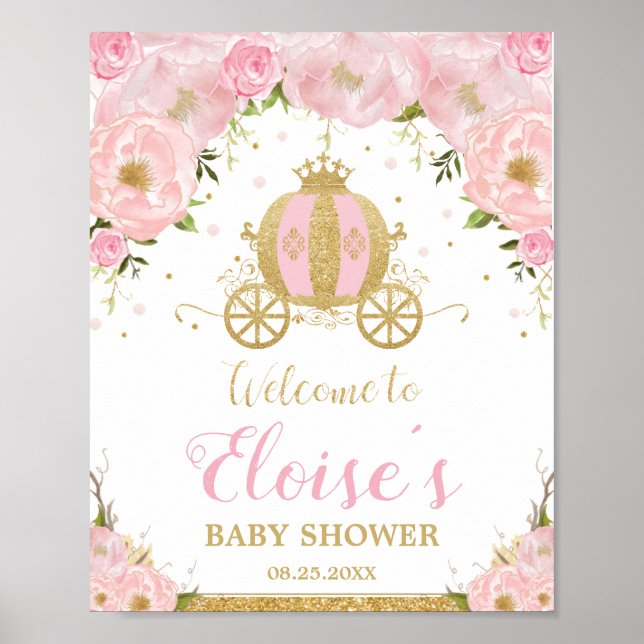 Affiche Petite Princesse Carrie Blush Rose Floral Bienvenu (Devant)