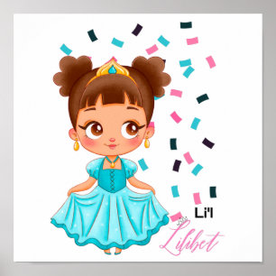 Affiche Petite Princesse LILIBET Cadeau Turquoise Joliment