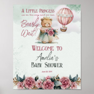Affiche Petite princesse Ours Bearly Wait Girl Baby shower