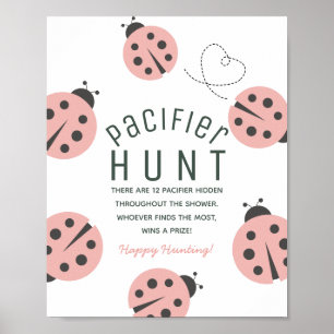Affiche Petite Punaise de l'Amour Coccinelle Rose Chasse à