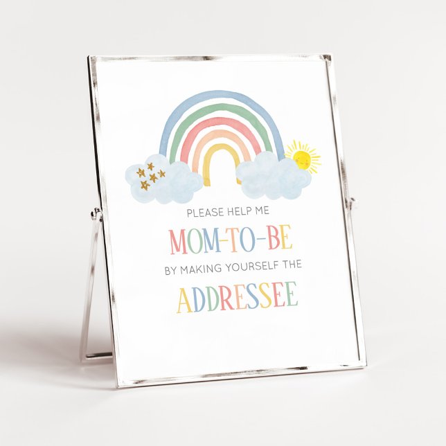 Affiche Petite Rayon de Soleil Panneau de la Station d'Env (Rainbow Baby Shower Envelope Station Sign)