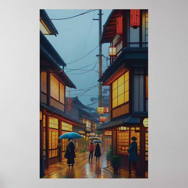 Affiche Petite route japonaise pluvieuse  (Devant)