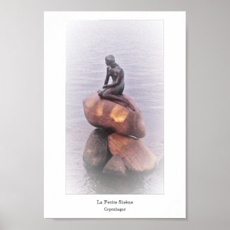 Affiche Petite Sirène Copenhague Statue de sculpture Danem
