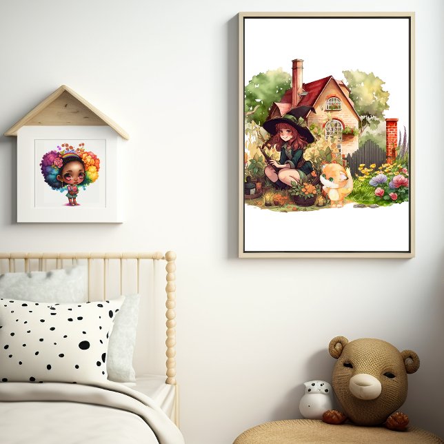 Affiche Petite Sorcière Et Renard Mignons  (Créateur téléchargé)