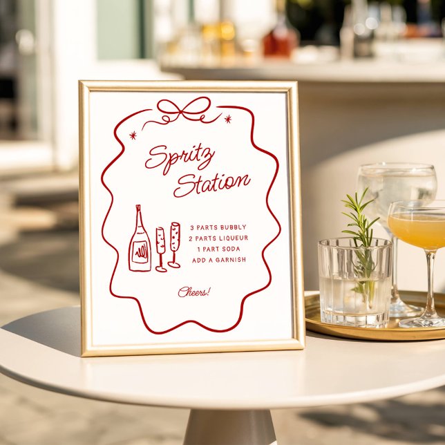 Affiche Petite Station de Spritz Cadre Doodle Rouge That's (Créateur téléchargé)