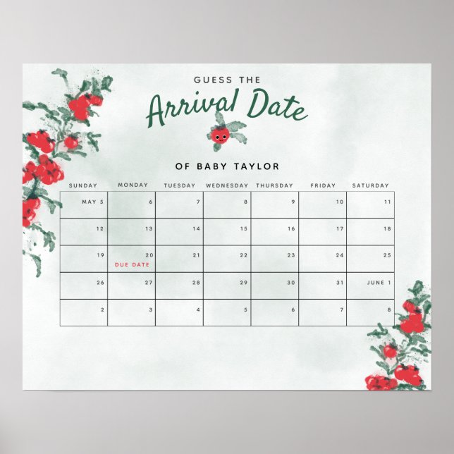 Affiche Petite tomate Rustique fille Baby shower Guess Dat (Devant)