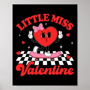 Affiche Petite Valentine Groovy Mignonne Fille au Coeur de
