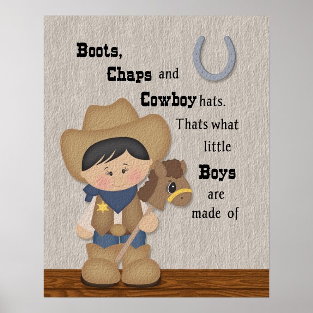 Affiche Petites bottes et guêtres de cow-boy Wordart (Devant)
