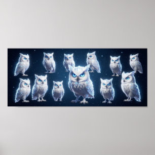 Affiche Petites chouettes blanches ++