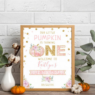 Affiche Petites filles Citrouilles 1er anniversaire Affich