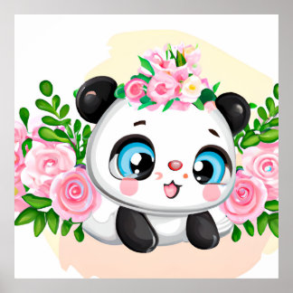 Affiche Petites filles Panda ours