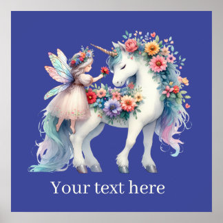 Affiche Petites filles unicorne ajouter un message