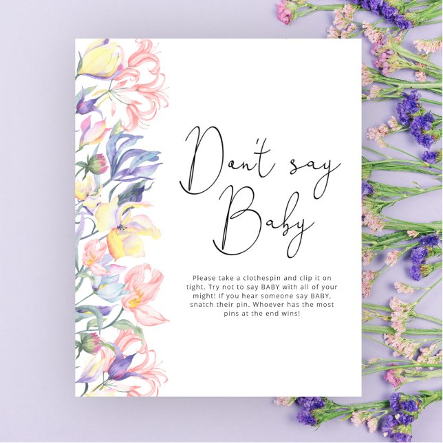 Affiche Petites fleurs sauvages shower de bébé Ne dites pa (Créateur téléchargé)