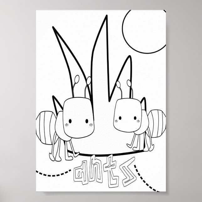 Affiche Petites fourmis de bogues de coloration (Devant)