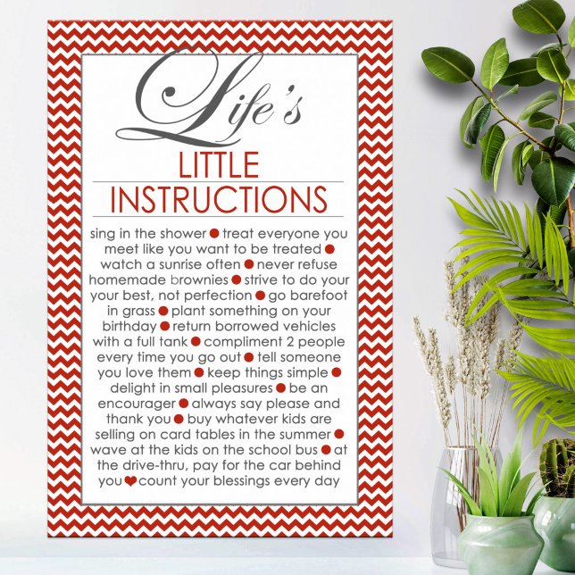 Affiche Petites Instructions de Vie Rouge (Créateur téléchargé)
