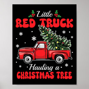 Affiche Petits camions rouges transportant le sapin de Noë