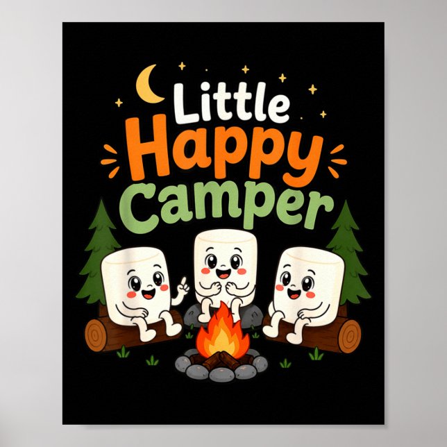 Affiche Petits campeurs heureux enfants camping escouade d (Devant)