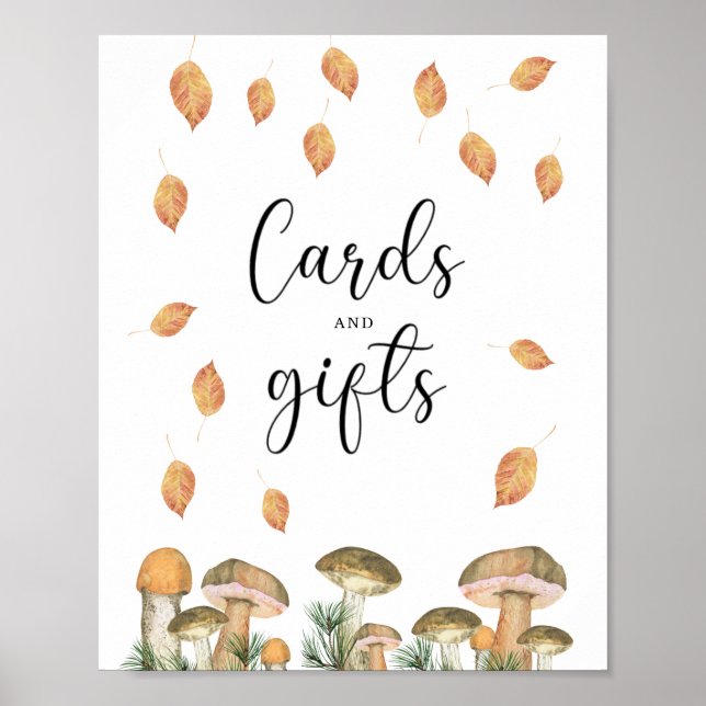 Affiche petits champignons - cartes et cadeaux baby shower (Devant)
