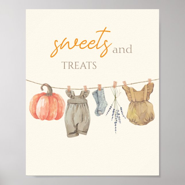 Affiche Petits Citrouilles Vêtements d'automne Fille Douce (Devant)