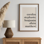 Affiche Petits-enfants personnalisés Noms Crème et Noir<br><div class="desc">Célébrez la famille avec cette affiche personnalisée crème et noire avec les noms de petits-enfants dans un charmant style vintage moderne. L'esthétique rustique de la ferme ajoute de la chaleur, ce qui en fait un élément parfait pour n'importe quelle maison. Imprimé ou téléchargé, ce design allie simplicité et élégance, offrant...</div>
