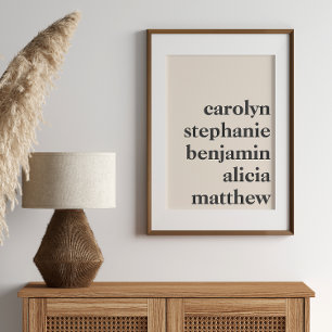 Affiche Petits-enfants personnalisés Noms Crème et Noir