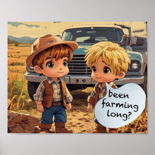 Affiche Petits Garçons Fermiers - Était Farmig Long?