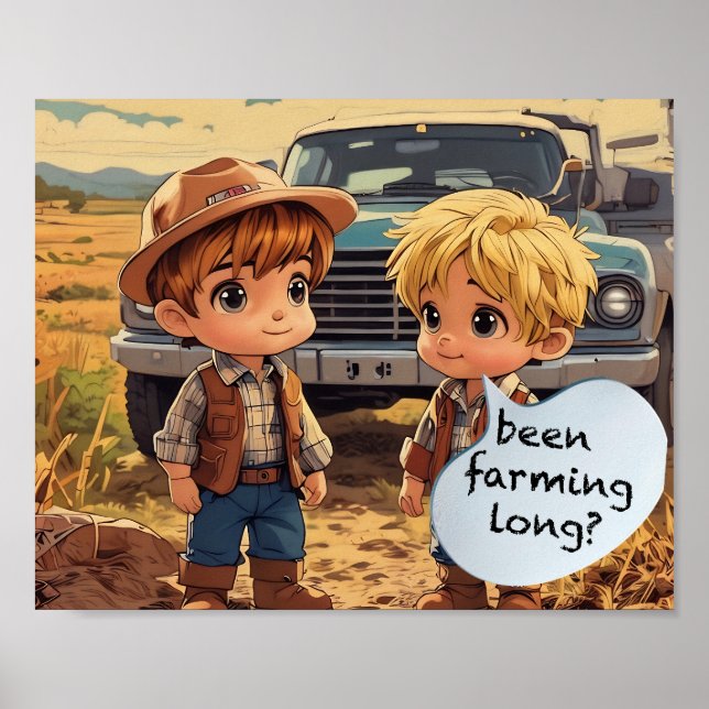 Affiche Petits Garçons Fermiers - Était Farmig Long? (Devant)