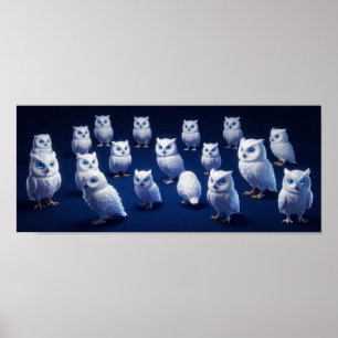 Affiche Petits hiboux blancs