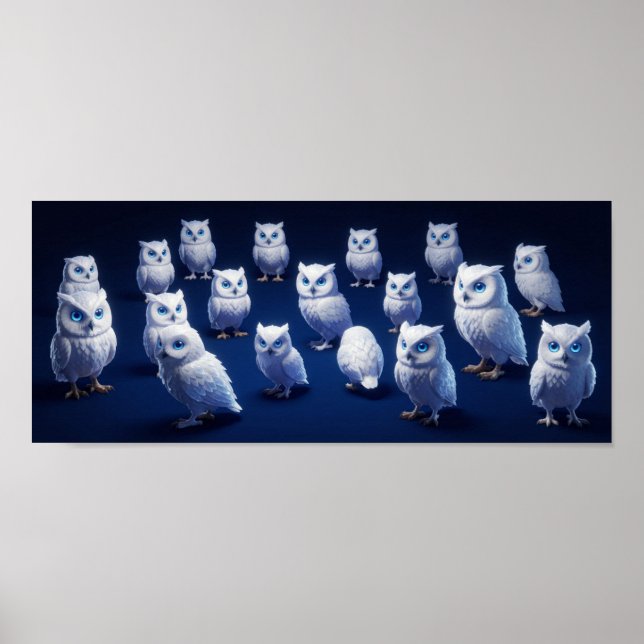 Affiche Petits hiboux blancs (Devant)