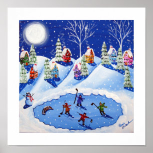 Affiche Petits Joueurs de hockey Patinage sur glace Art po