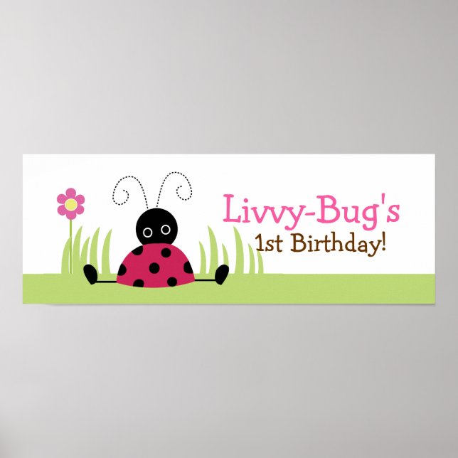 Affiche Petits Ladybugs Bandeau d'anniversaire personnalis (Devant)