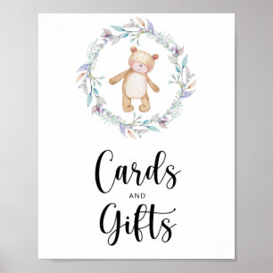 Affiche petits ours en peluche cartes et cadeaux baby show