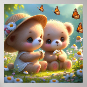 Affiche Petits ours Marguerites 1