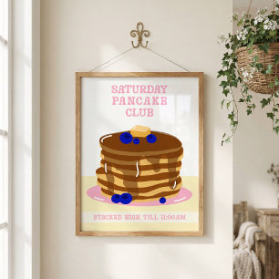 Affiche Petits Pancakes de Petit Déjeuner Amusants et Rétr
