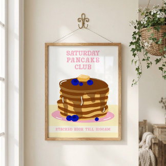 Affiche Petits Pancakes de Petit Déjeuner Amusants et Rétr