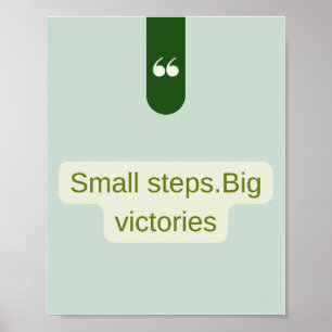 Affiche Petits pas grandes victoires Citation Art, Vert sa