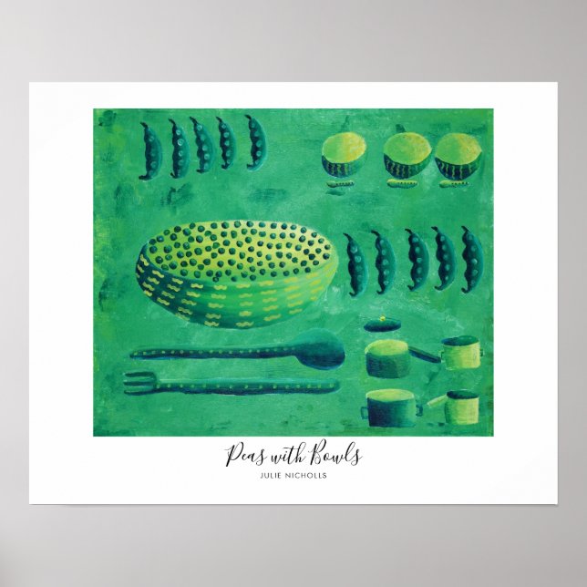 Affiche Petits pois avec bols Peinture (Devant)