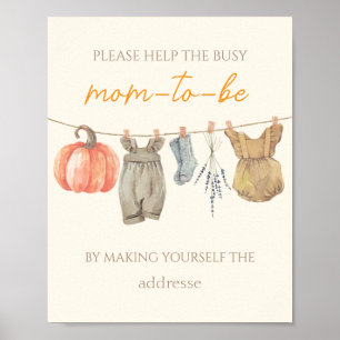 Affiche Petits vêtements Citrouilles Aide Occupé Maman-to-