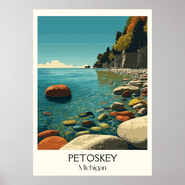 Affiche Petoskey Michigan Vintage Lake Michigan Coast Art (Devant)