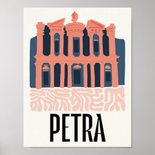 Affiche Petra Jordania Voyage abstrait art floral