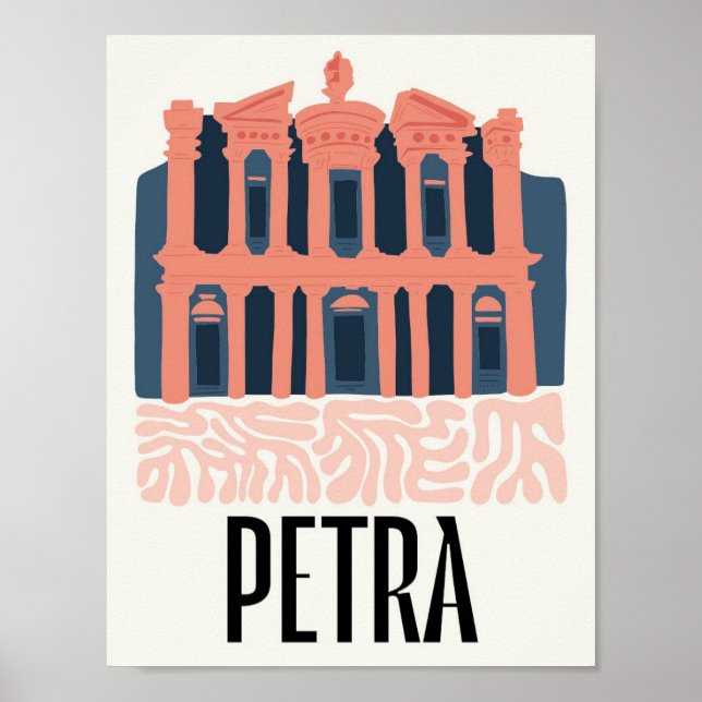 Affiche Petra Jordania Voyage abstrait art floral (Devant)