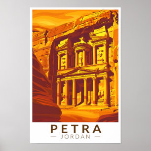 Affiche Pétra Jordanie Coucher de soleil Voyage Art Vintag