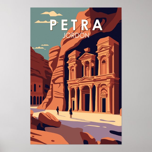 Affiche Pétra Jordanie Voyage Art Vintage (Devant)
