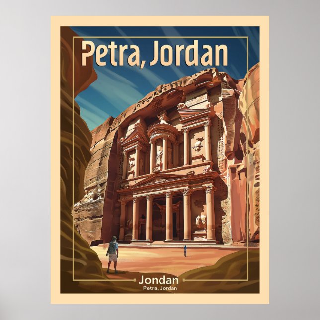 Affiche Petra, Vintage voyage de Jordanie (Devant)