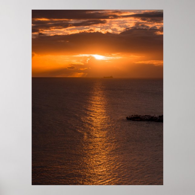 Affiche Pétrolier au coucher du soleil dans l'océan Atlant (Devant)