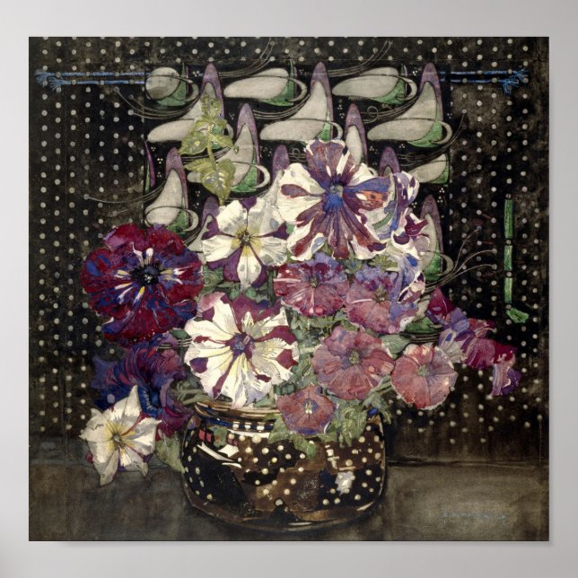 Affiche Petunias par Charles Rennie Mackintosh (Devant)