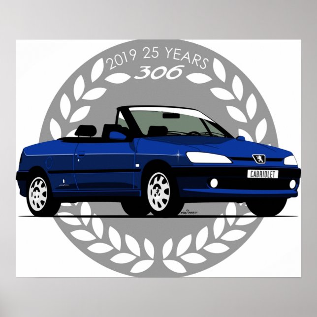 Affiche Peugeot 306 Cabriolet bleu (Devant)