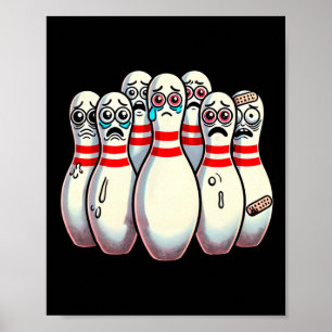 Affiche Peur Bowling Pins Cartoon Fun Bowler Humorisme