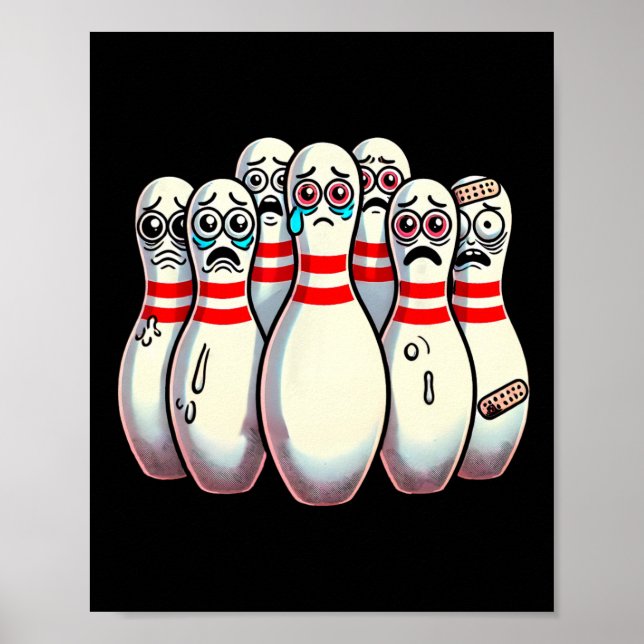 Affiche Peur Bowling Pins Cartoon Fun Bowler Humorisme (Devant)