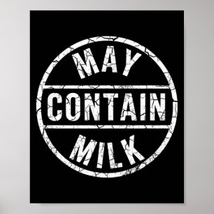Affiche Peut contenir du lait drôle de dicton motif design